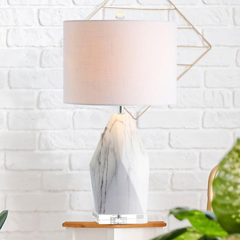 Oslo 25.5" White Ceramic Marble Crystal LED Table Lamp