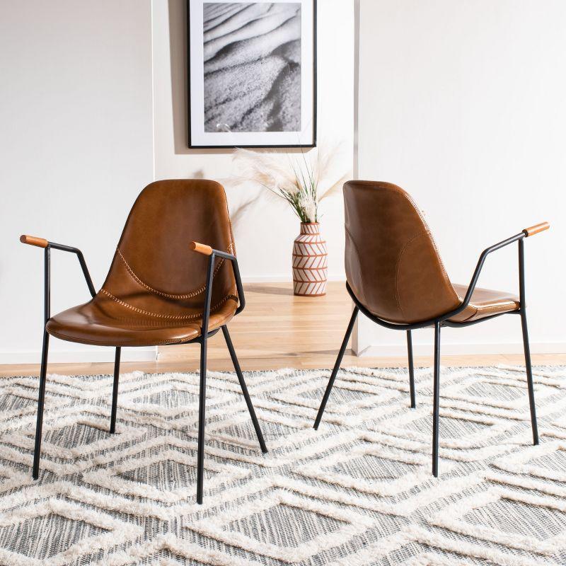 Tanner Mid-Century Dining Chair (Set of 2) - DCH3001 - Cognac/Black - Safavieh