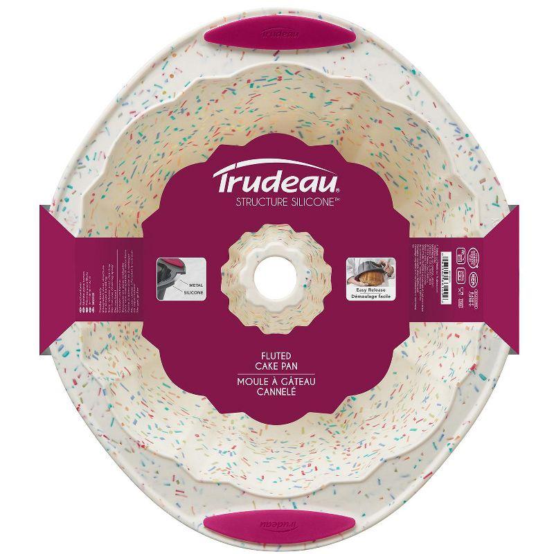 Trudeau Structure Silicone 10 Cup Fluted Cake Pan, Confetti/Fuchsia