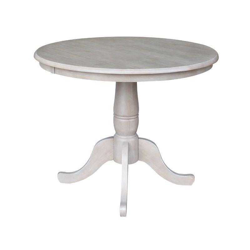 36"x36" Round Pedestal Dining Table Washed Gray Taupe - International Concepts