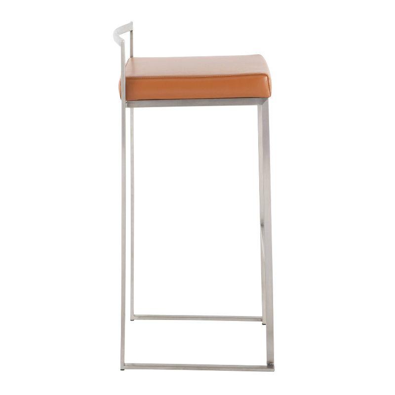 Set of 2 Fuji Stackable Barstools Leather/Steel - LumiSource