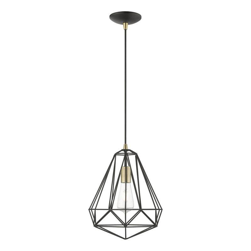 Livex Lighting Knox 1 - Light Pendant in  Textured Black/Polished Chrome