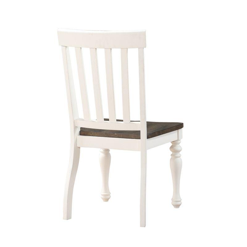 Joanna Two-Tone Ivory and Charcoal Hardwood Slat Side Chair, Set of 2