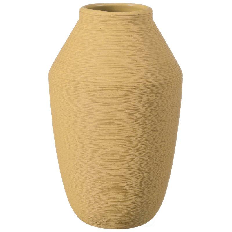 Yellow Ceramic Decorative Table Vase, 10-inch