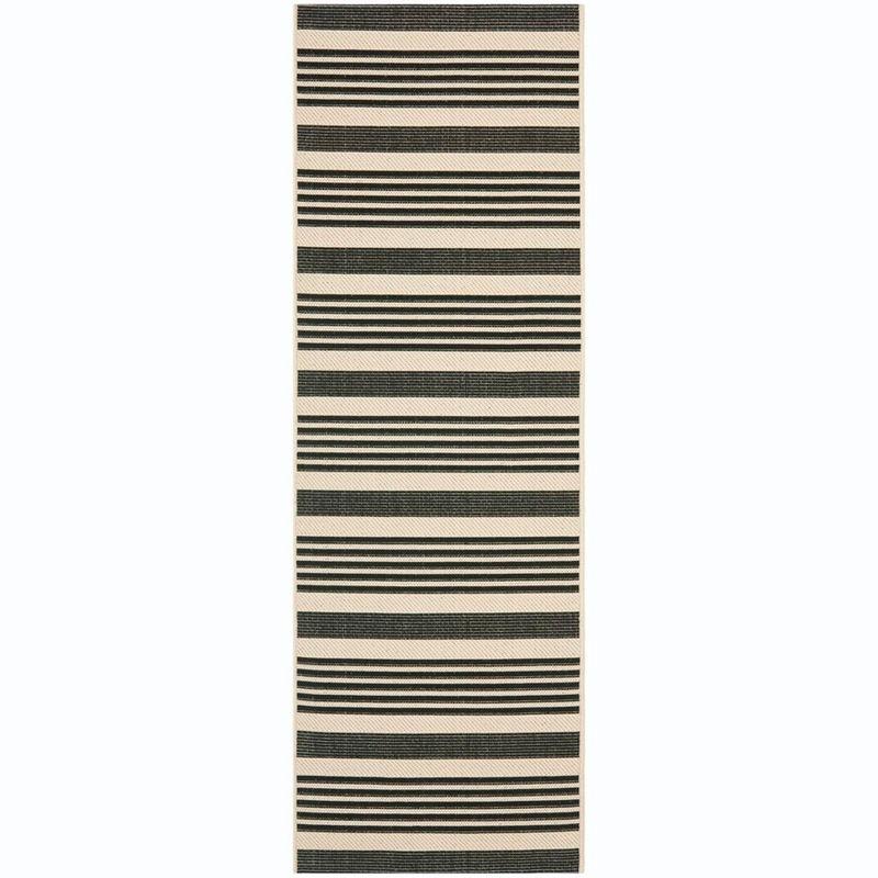 Courtyard CY6062 Power Loomed Indoor/Outdoor Runner Rug - Black/Bone - 2'3"x6'7" - Safavieh.