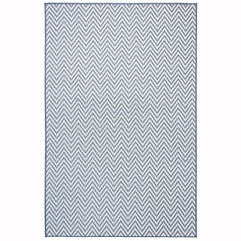 Blue Geometric Flat Woven Rectangular Washable Rug