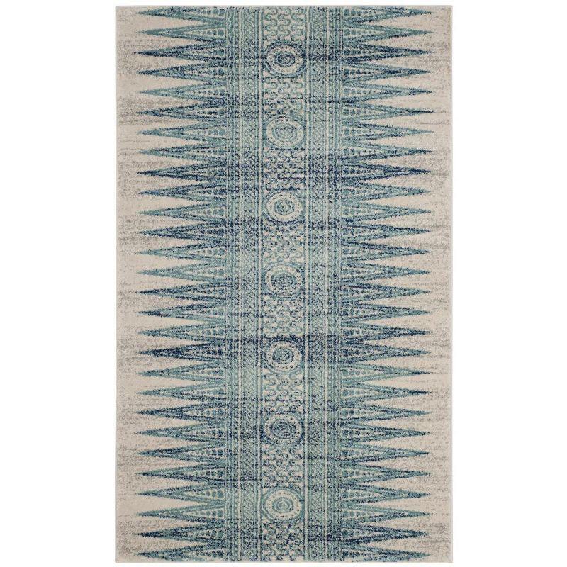 Evoke EVK226 Power Loomed Indoor Accent Rug - Ivory/Turquoise - 3'x5' - Safavieh