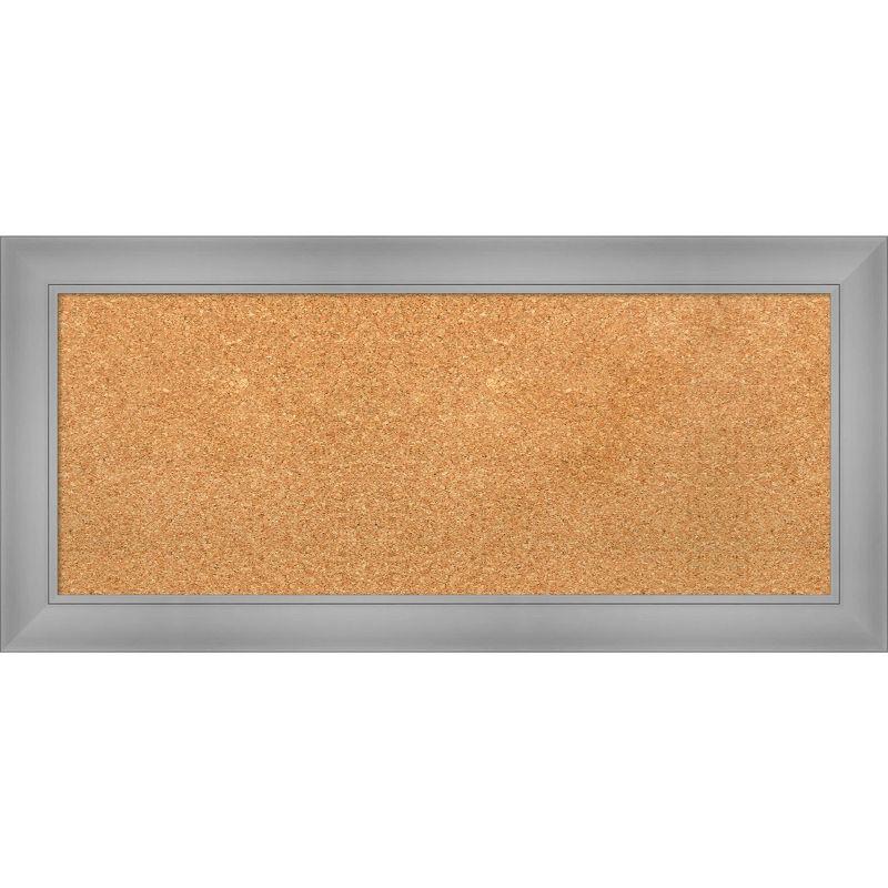 Natural Cork Bulletin Board with Polished Nickel Frame, 34x16