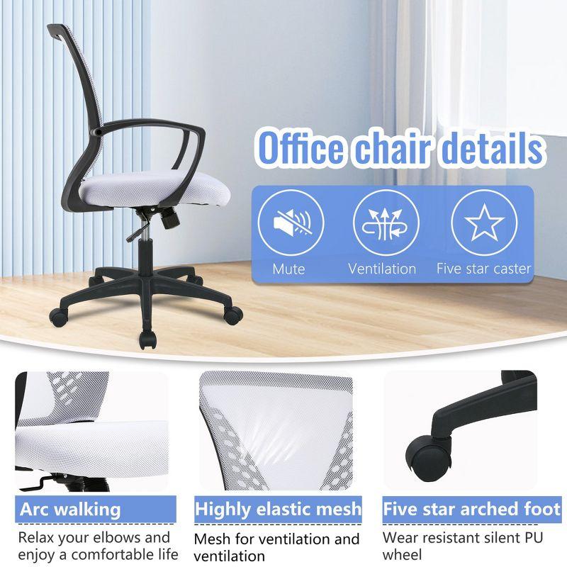 FDW Home Office Chair Mid Back PC Swivel Lumbar Support Adjustable Desk Task Computer Comfortable Mesh Chair with Armrest