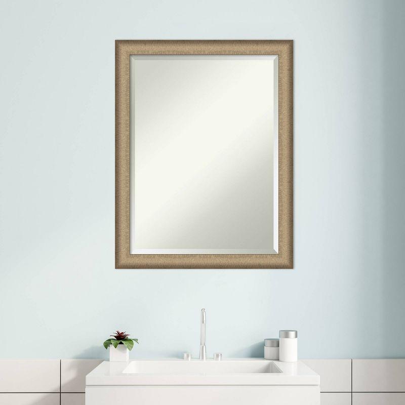 21" x 27" Elegant Brushed Framed Bathroom Vanity Wall Mirror Bronze - Amanti Art: Satin Finish, Polystyrene Frame, Wall Mounted