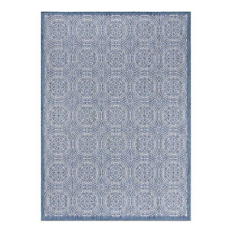 Bloomfield Easy-Care Blue Floral Synthetic 5' x 7' Rug