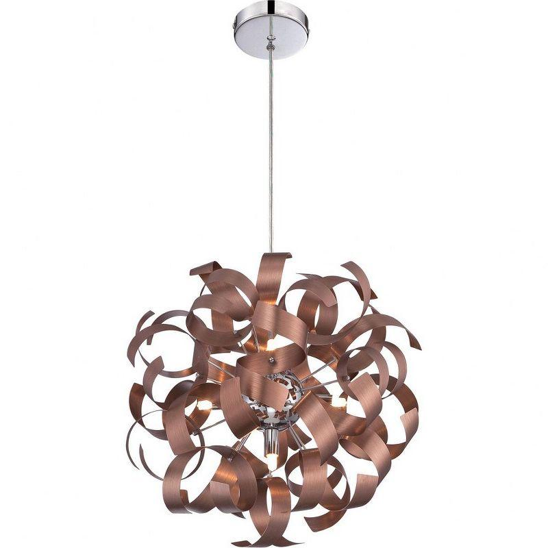 17" Satin Copper and Crystal Contemporary Pendant Light