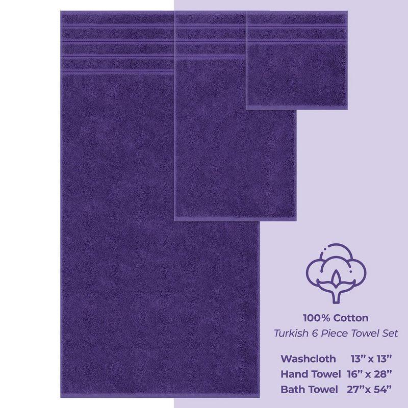 FAST APPLIANCES LLC Purple Bath Towels Set For Bathroom Soft Absorbent Durable 650 GSM Turkish Cotton Towel Set Of 6, 2 Large Bath Towels, 2 Hand Towels, 2 Washclothes
