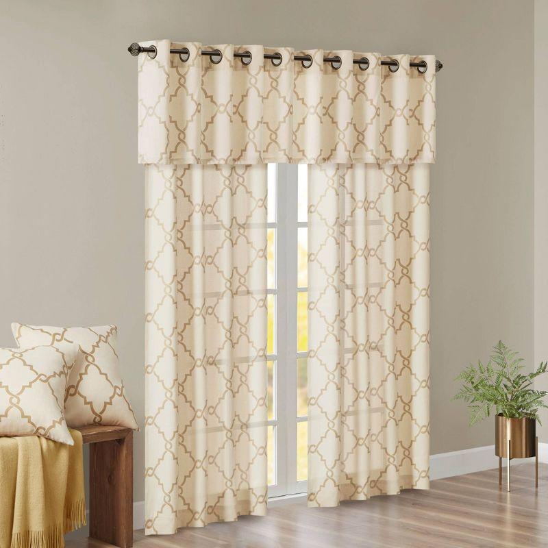 Madison Park Saratoga Fretwork Print Grommet Top Single Window Valance