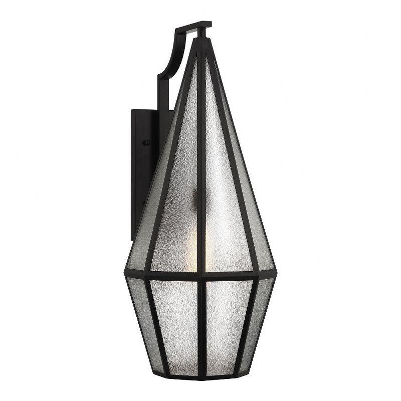 Matte Black Art Glass Outdoor Wall Lantern