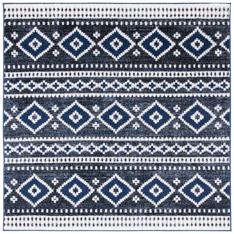 Adirondack Dark Grey and Ivory Square Synthetic Area Rug