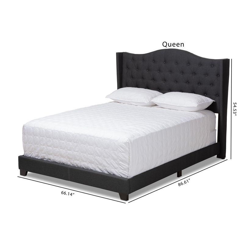 Charcoal Gray Queen Upholstered Bed with Tufted Headboard