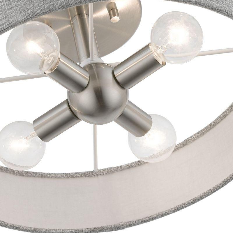 Livex Lighting Elmhurst 4 - Light Semi-Flush Mount in  Brushed Nickel/Shiny White