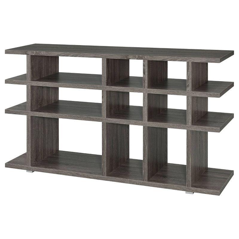 Weathered Gray 4-Shelf Wood Console Bookcase