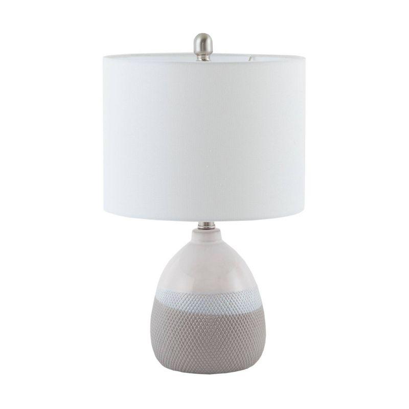 Ivory and Gray Ceramic Table Lamp with Drum Shade