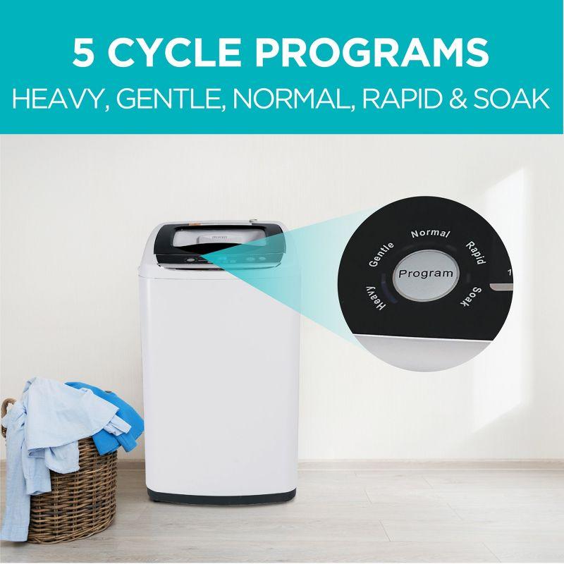 BLACK+DECKER Small Portable Washer, Washing Machine for Household Use, 0.9 Cu. Ft. with 5 Cycles, Transparent Lid & LED Display