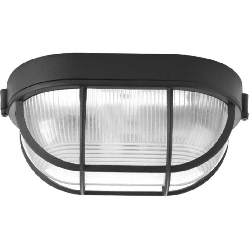 Progress Lighting Bulkheads 1-Light Flush Mount Wall Light Black White Shade