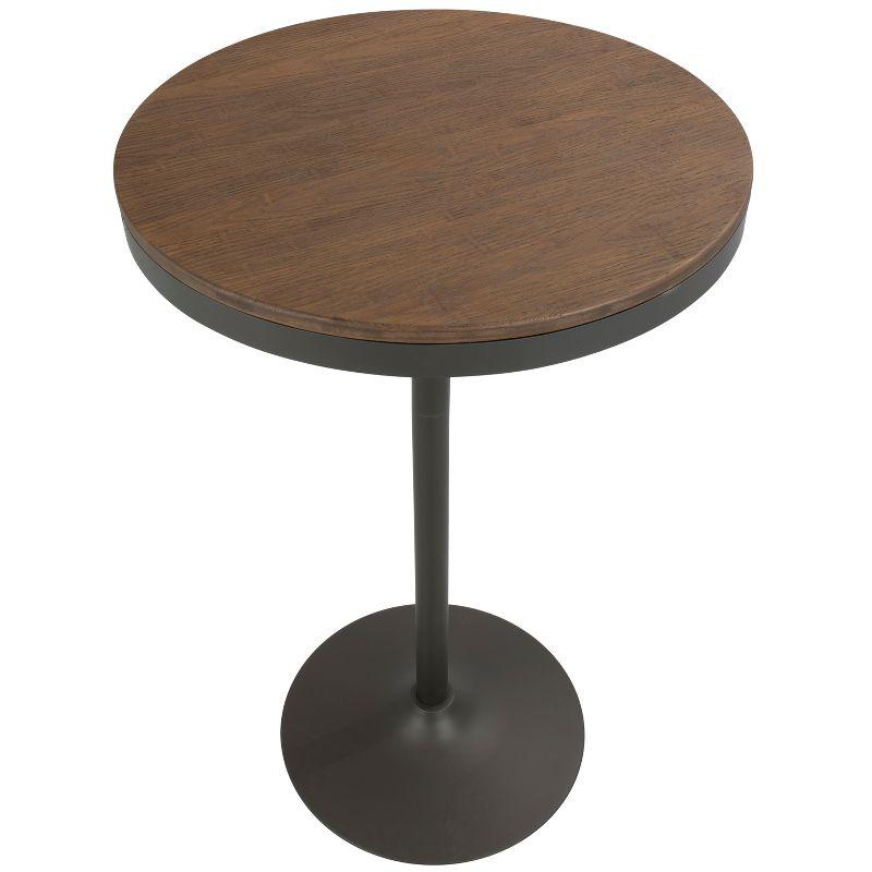 Dakota 27" Round Grey-Brown Industrial Adjustable Bar Height Table