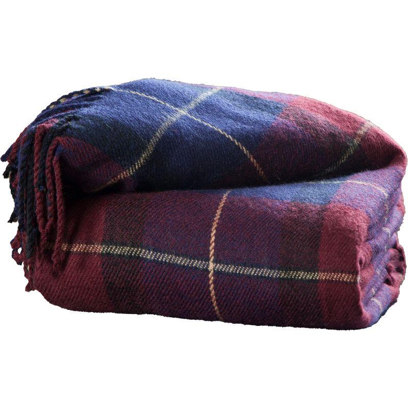 Hastings Home 50x60 Dark Red and Navy Plaid Wool Blanket