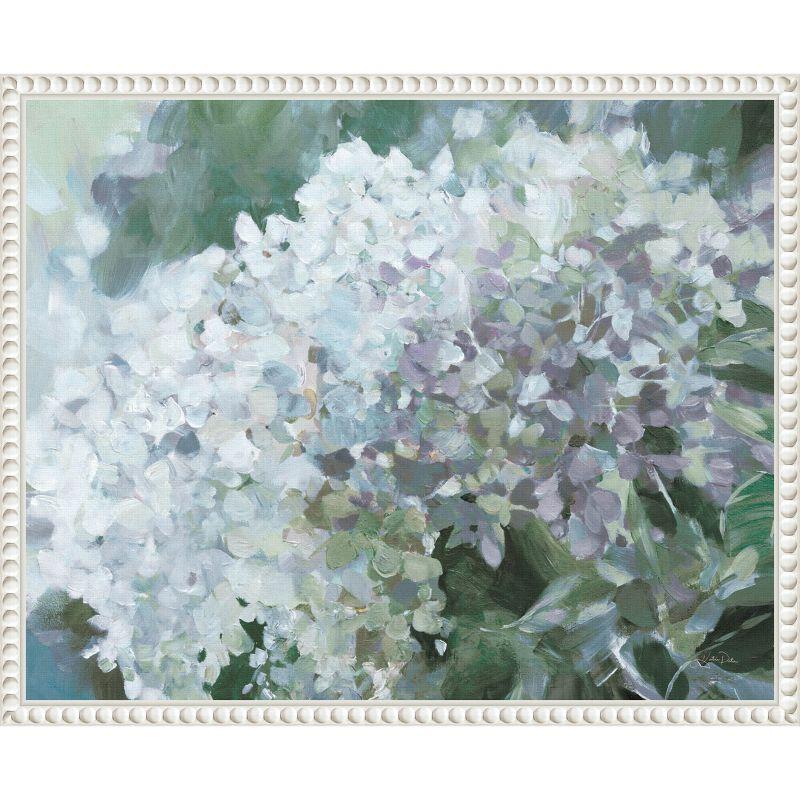 Sylvie Beaded White Framed Hydrangea Canvas Wall Art