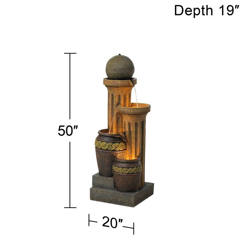 Rustic Polyresin 50" Outdoor Water Fountain with LED Light