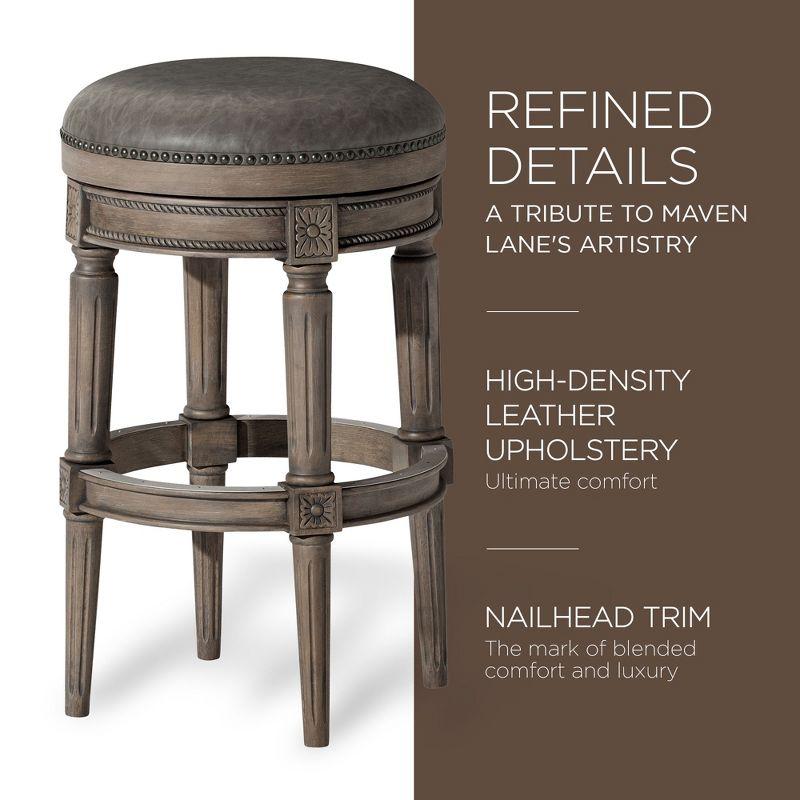 Maven Lane Pullman Backless Bar Stool with Vegan Leather Upholstery