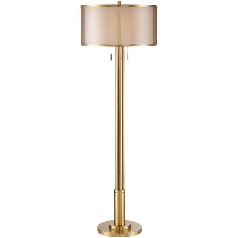 Granview 70.5" Antique Brass Metal Floor Lamp with Organza and Linen Shade