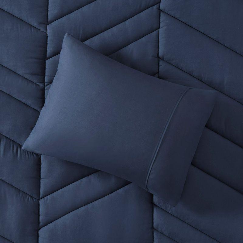 Gracie Mills Solid Quilted Chevron Comforter Set with 350 GSM Polyfill