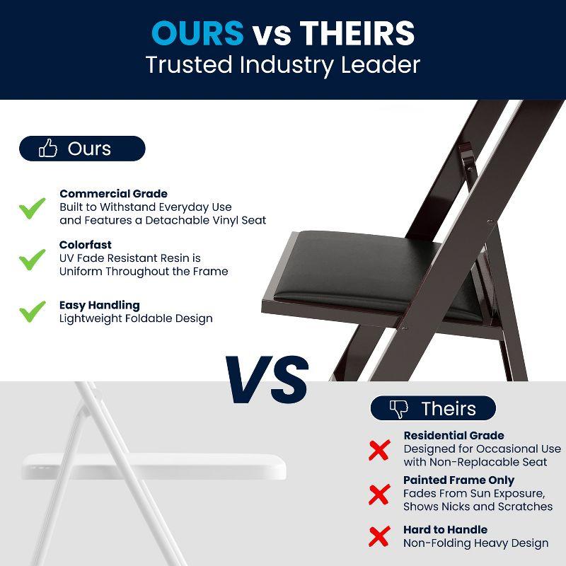 Flash Furniture Hercules Folding Chair - Red Mahogany Resin - 4 Pack 800LB Weight Capacity Comfortable Event Chair - Light Weight Folding Chair