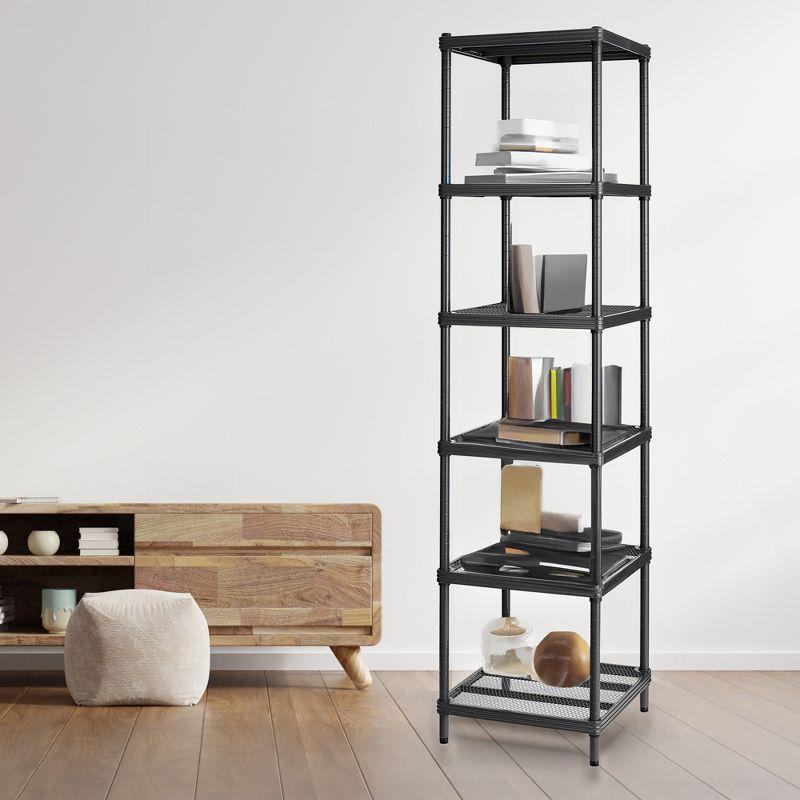 Versatile MeshWorks Black Metal Mesh 6-Tier Shelving Tower