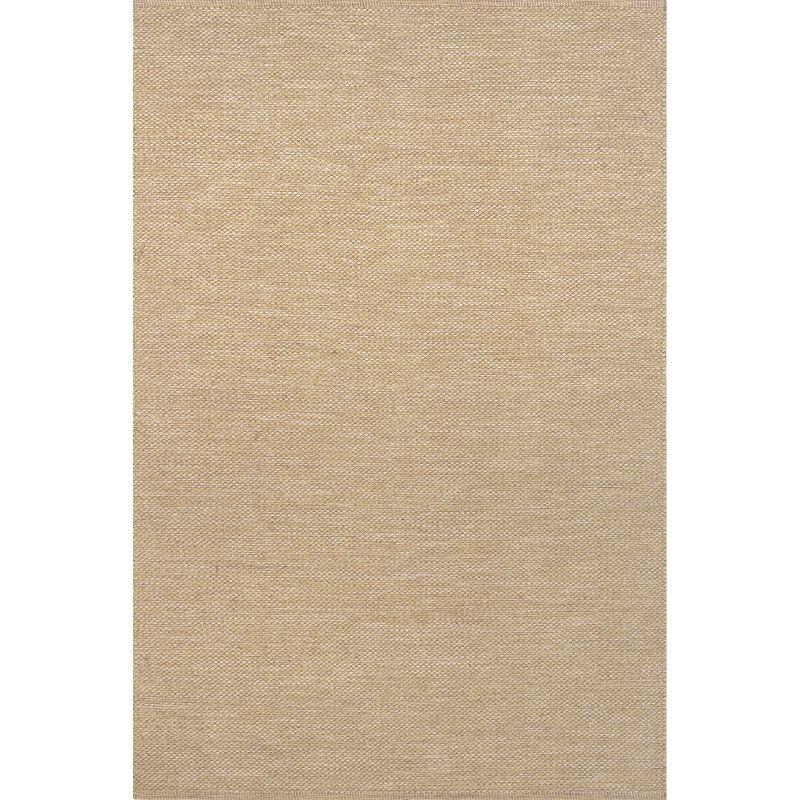 Beige Flat Woven Handmade Cotton Area Rug, 4' x 6'