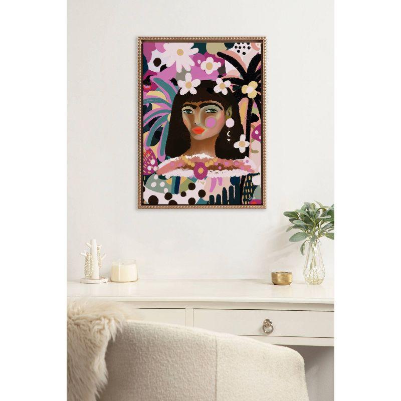 Kate & Laurel All Things Decor 18"x24" Sylvie Beaded Reba Framed Canvas by Inkheart Designs Gold : Modern Style, Vertical Orientation