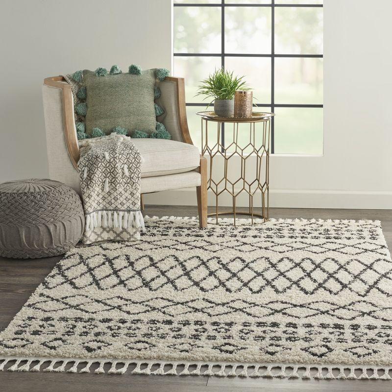 Nourison Marrakesh Shag MRK02 Cream Area Rug 5'3" x 7'11"