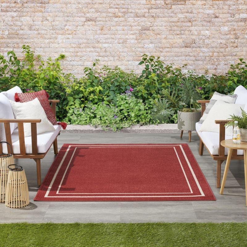 Brick & Ivory Dual Border 6' x 9' Easy-Care Synthetic Rug