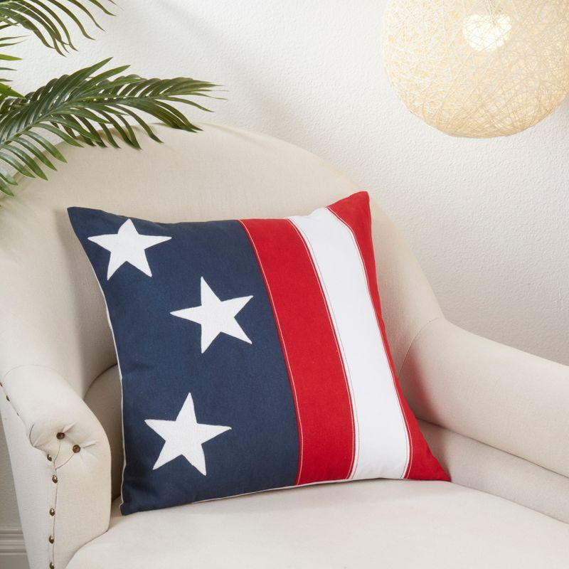 Saro Lifestyle Patriotic Pride Poly Filled Throw Pillow, Multicolored, 20"x20"