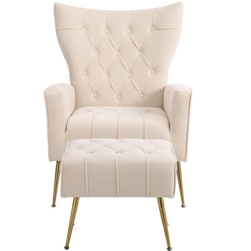 Modern Upholstered Accent Chair, Comfy Armchair with Ottoman-ModernLuxe