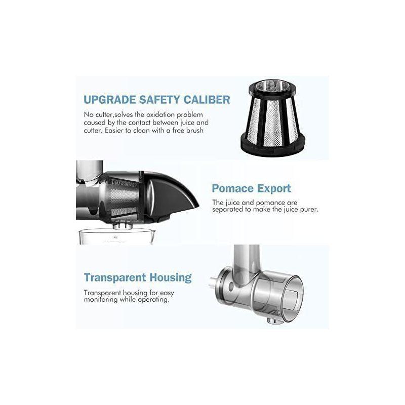 Masticating Juicer with Quiet Motor, Reverse Slow Chewing Cold Press Juicer, 7 Upgraded Auger Juicer, High juicing rate, 90 Electronic Recipes, blue