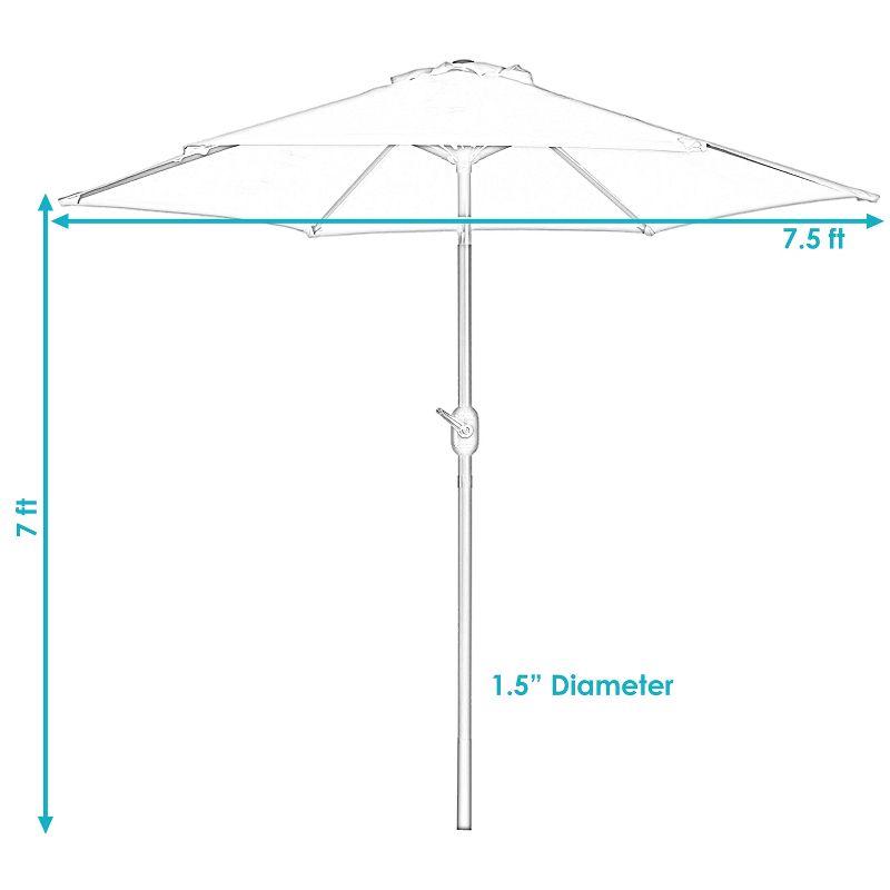 Sunnydaze Outdoor Aluminum Patio Table Umbrella with Polyester Canopy and Tilt and Crank Shade Control - 7.5' - Burnt Orange