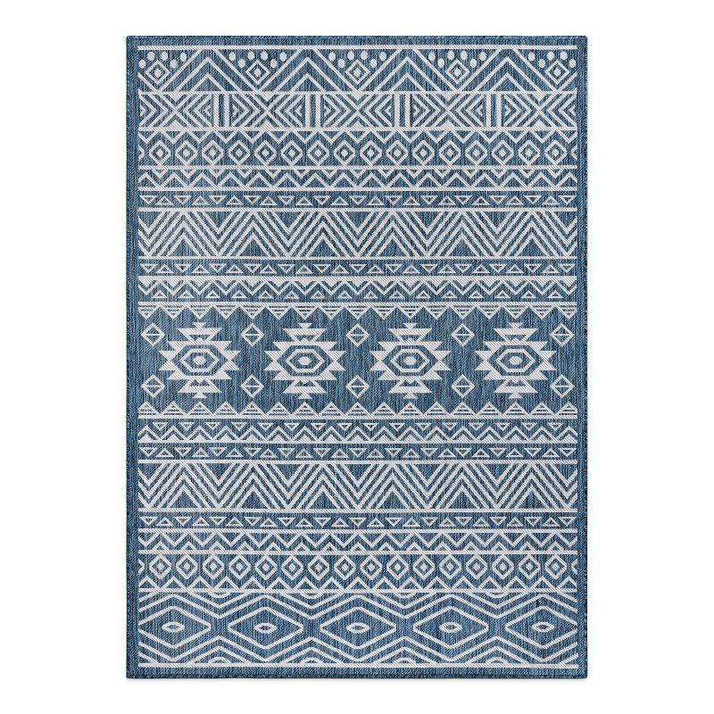 World Rug Gallery Distressed Geometric Bohemian Textured Flat Weave Indoor/Outdoor Area Rug