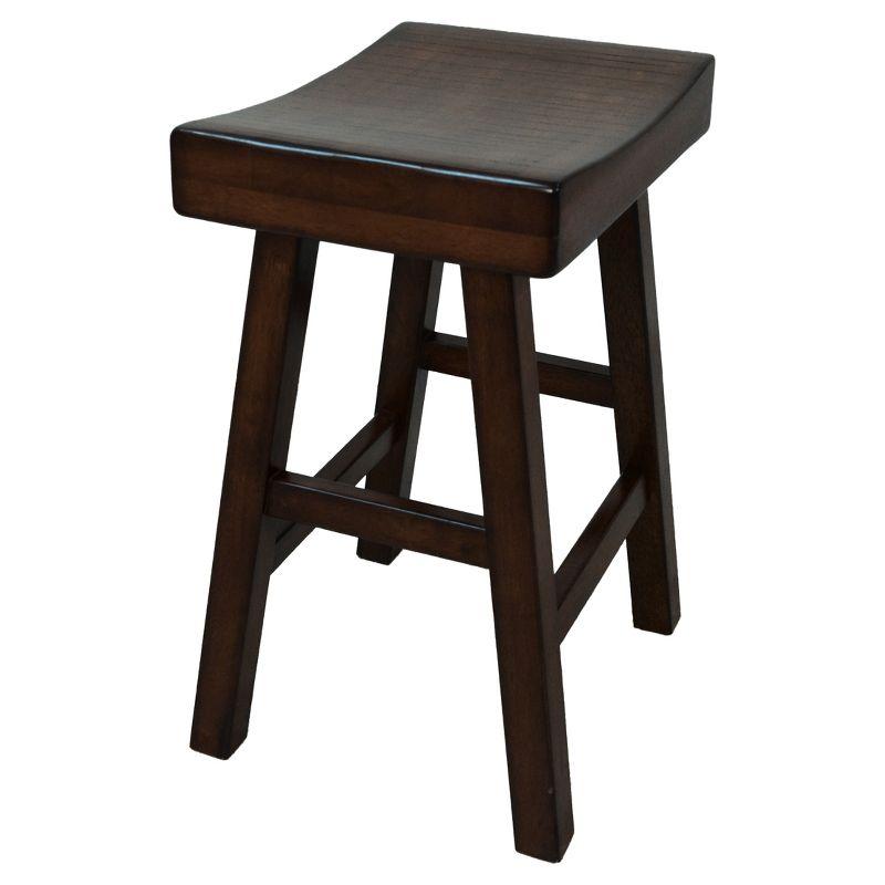 Espresso Solid Wood 28" Saddle Style Backless Counter Stool