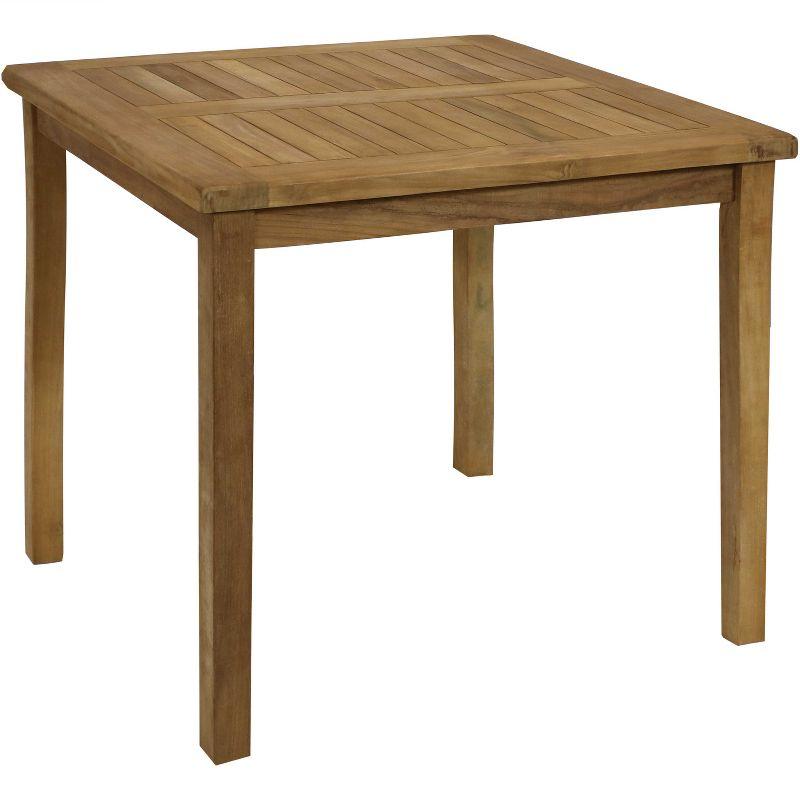 Sunnydaze Light Brown Teak Square Outdoor Dining Table