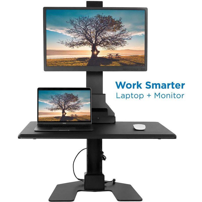 Mount-It Electric Standing Desk Converter, Tabletop Stand Desk w/ Monitor Mount, 28" Wide Platform