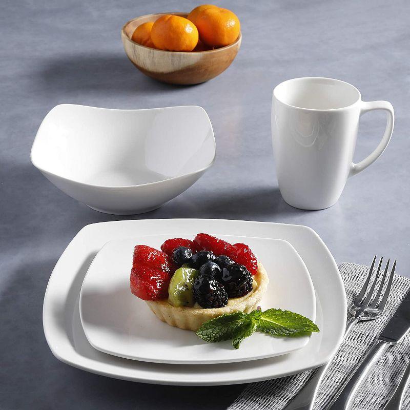 White Porcelain Square Dinnerware Set for 6