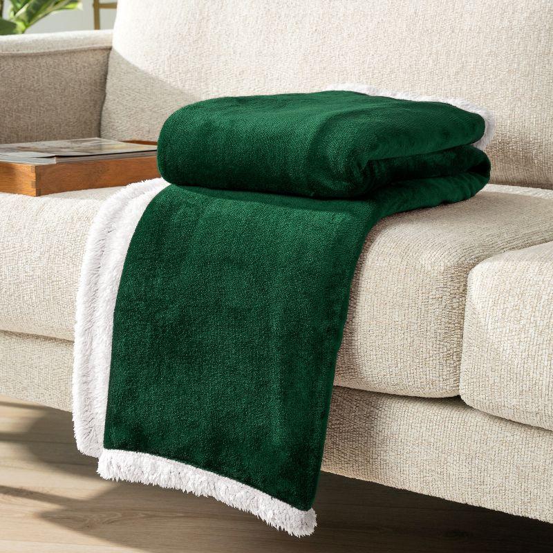 PAVILIA Premium Faux Shearling Fleece Throw Blanket for Bed, Reversible Warm Blanket for Couch Sofa