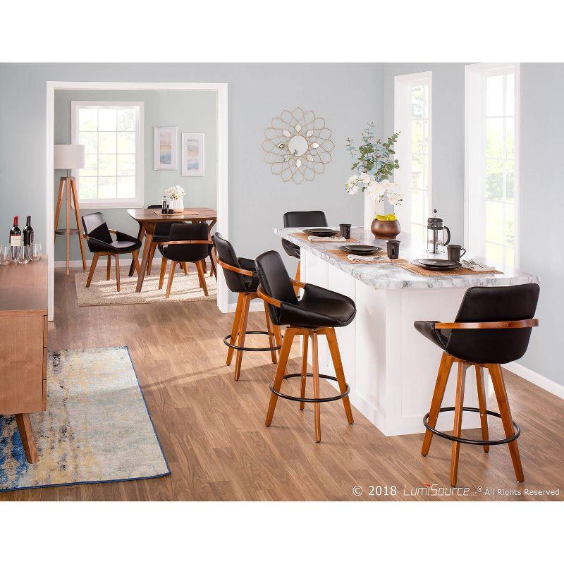 26" Cosmo Mid-Century Modern Counter Height Barstool Black - LumiSource: Upholstered, Wood Legs, 250lb Capacity